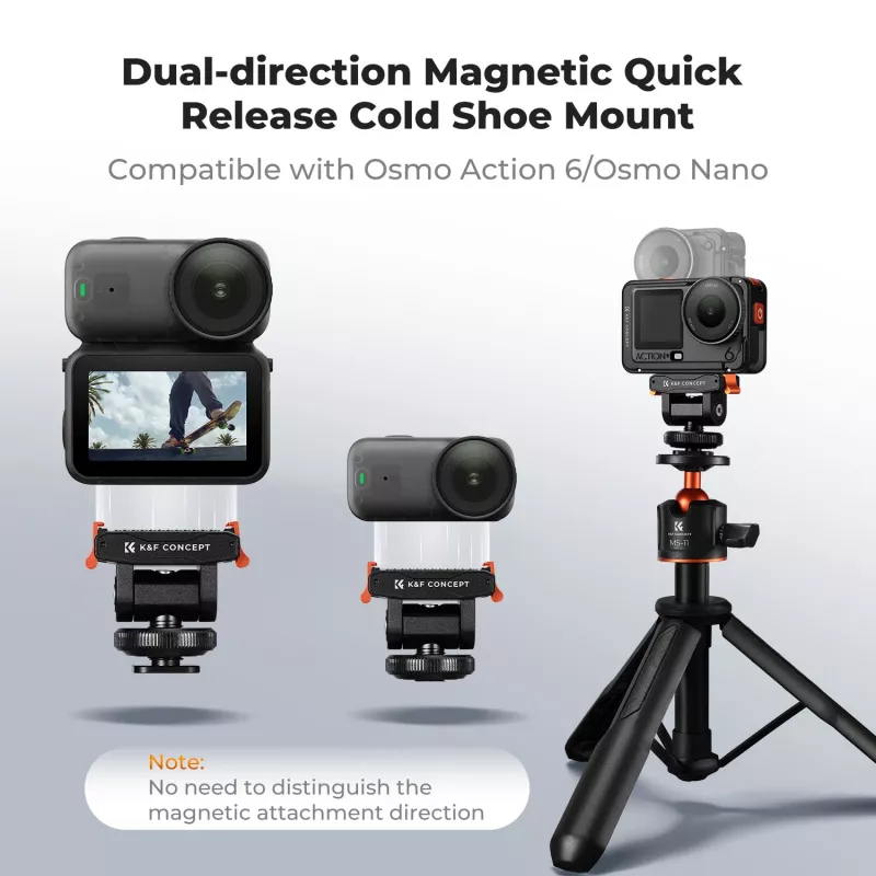 Suporte magnético de troca rápida para DJI Osmo Action 6 / Nano / rosca de 1/4 de polegada + ISO / Kf12.0035
