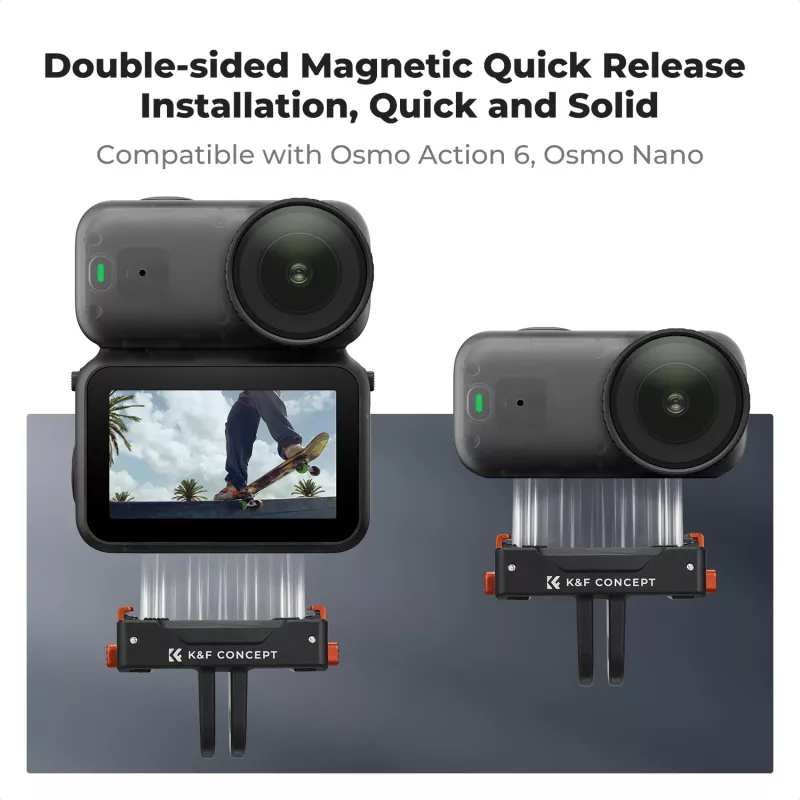 KF Pack de 2 suportes magnéticos de libertação rápida para DJI Osmo Action 6 / Nano, GoPro e 1/4 de polegada (KF12.0029)