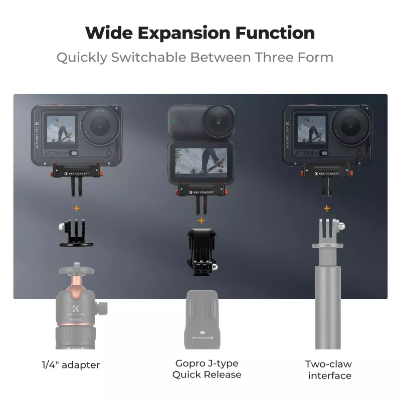KF Pack de 2 suportes magnéticos de libertação rápida para DJI Osmo Action 6 / Nano, GoPro e 1/4 de polegada (KF12.0029)