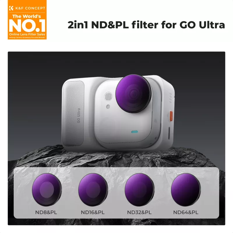 K&F Concept Conjunto de 4 filtros 2 em 1 ND/PL ND8/PL ND16/PL ND32/PL ND64/PL para Insta360 GO Ultra, SKU.1673