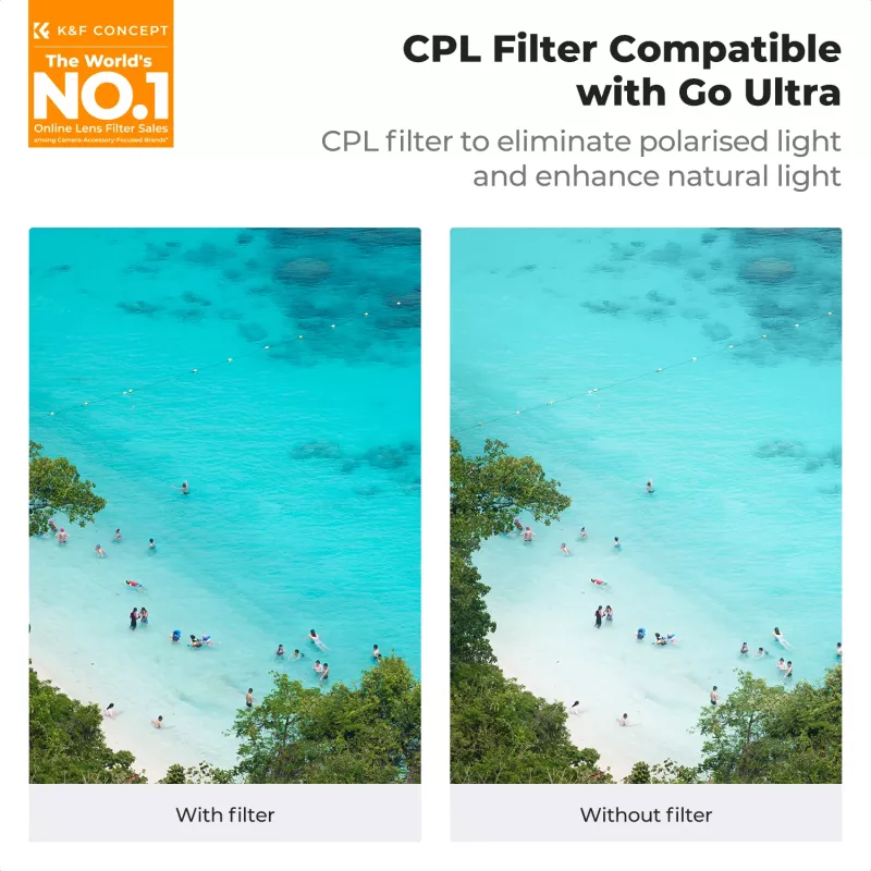 K&F Concept Nano-X Filtro polarizador circular (CPL) 8K Ultra HD com estojo para Insta360 GO Ultra KF12.0011