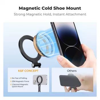 Suporte magnético MagSafe KF para telemóvel com rosca de 1/4 de polegada e Cold Shoe - preto (KF31.196)