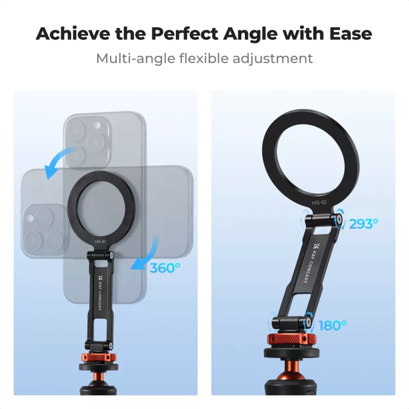 Suporte magnético MagSafe KF para telemóvel com rosca de 1/4 de polegada e Cold Shoe - preto (KF31.196)