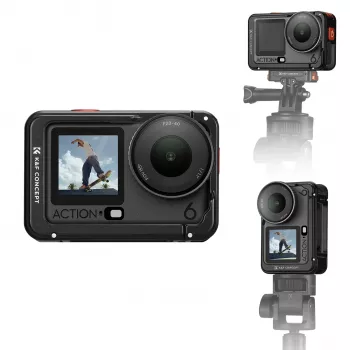 KF gaiola de câmara com suporte de moldura para DJI Osmo Action 6, metal, preto, KF12.0026