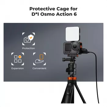 KF gaiola de câmara com suporte de moldura para DJI Osmo Action 6, metal, preto, KF12.0026