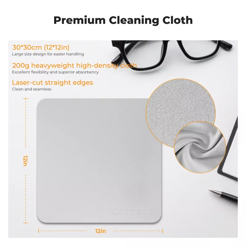 Pano de microfibra KF 30x30cm 200gsm pacote de 3 para ótica, objetivas de câmara, ecrãs
