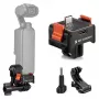 Adaptador de engate rápido KF com função de carregamento USB-C para DJI Osmo Pocket 3/4, suporte GoPro, rosca de 1/4 de polegada, preto