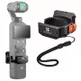 Moldura protetora com adaptador de montagem KF para DJI Osmo Pocket 3 / 4 com suporte GoPro e rosca de tripé de 1/4 de polegada - preto