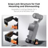 Moldura protetora com adaptador de montagem KF para DJI Osmo Pocket 3 / 4 com suporte GoPro e rosca de tripé de 1/4 de polegada - preto