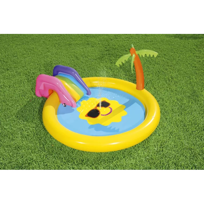 Centro de brincadeiras aquáticas insuflável Bestway Playground Island 237 x 201 x 104 cm com escorrega e jogos