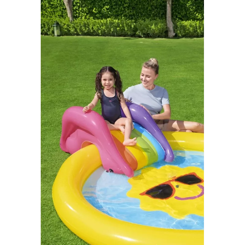Centro de brincadeiras aquáticas insuflável Bestway Playground Island 237 x 201 x 104 cm com escorrega e jogos
