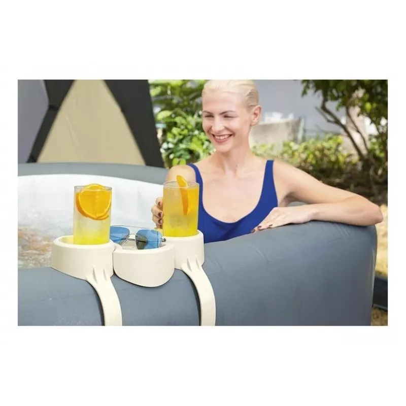 Suporte para copos Bestway Flowclear para piscina pack de 2 cinzento/azul