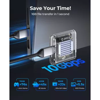 Orico TC20-M2-10G Caixa SSD M.2 NVMe USB-C 3.2 - transparente