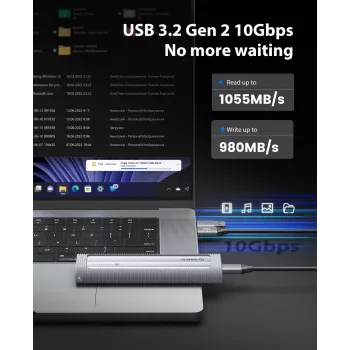 ORICO AXM2-G2 Caixa M.2 NVMe USB-C 10Gbps - cinzento