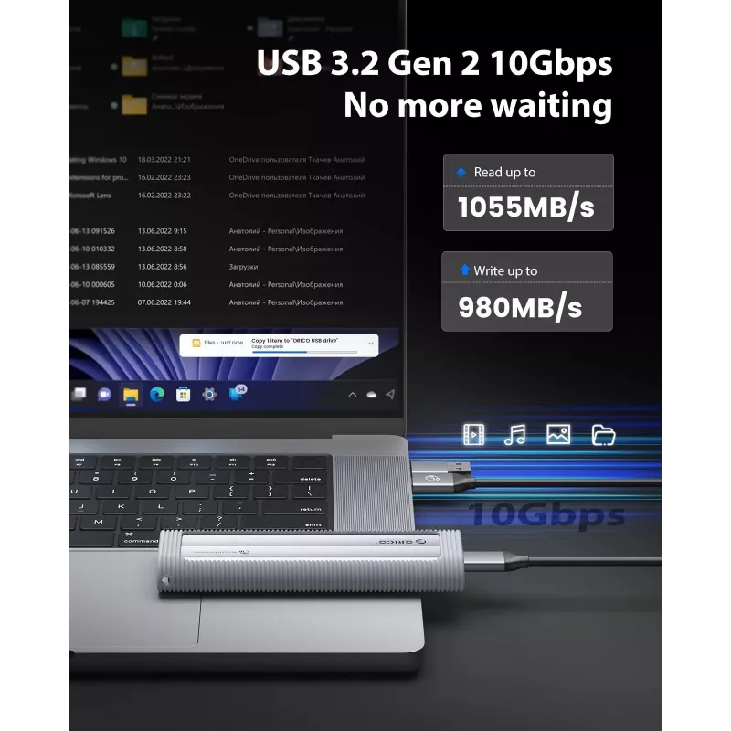 ORICO AXM2-G2 Caixa M.2 NVMe USB-C 10Gbps - cinzento