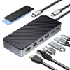 Docking station ORICO OM28PR-G2 USB-C com caixa M.2-SSD, 1x USB-A 3.2, 1x USB-C 3.2, 2x USB-A 2.0, 1x HDMI, 1x Ethernet - preto