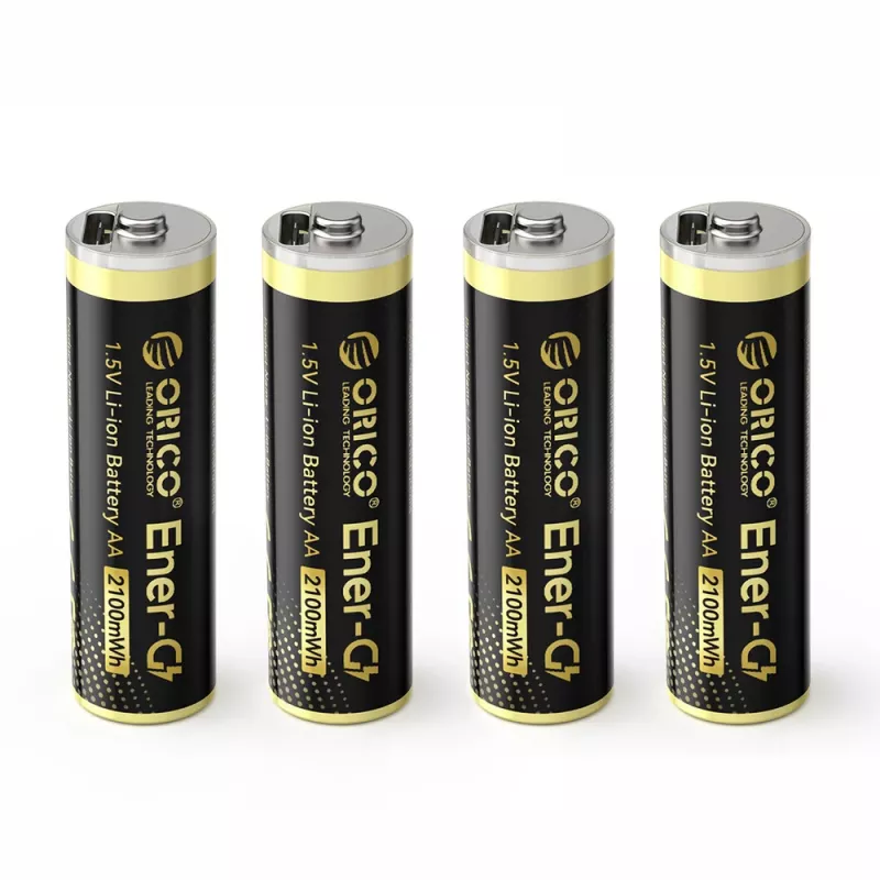 ORICO Ener-G EG5C Pilha AA LiPo recarregável 1,5 V 2100 mWh com cabo de carregamento USB-C, pack de 4