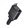 ORICO Twin Reach 45W Carregador de automóvel USB-A + USB-C com dois cabos USB-C retráteis - Preto