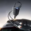 ORICO Twin Reach 45W Carregador de automóvel USB-A + USB-C com dois cabos USB-C retráteis - Preto