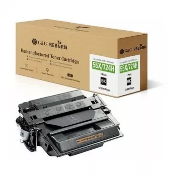 G&G Reborn Tinteiro de toner recarregado compatível com HP 55X / Canon 724H Preto 12.500 páginas