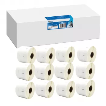 12x G&G Etiquetas 32mm x 57mm Preto sobre Branco Compatível com Dymo 11354 / S0722540