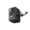 Baseus PicoGo AG11 45W Adaptador de viagem universal 6-em-1 com cabo USB-C retrátil - Preto