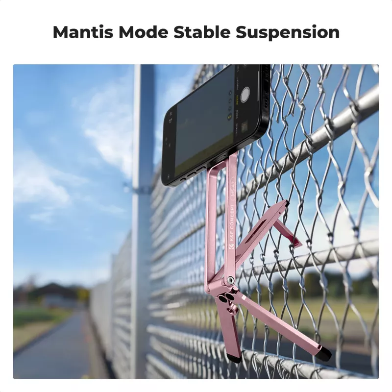 KF Suporte de telemóvel magnético 3-em-1 Tripé Pega Suporte de mesa para iPhone MagSafe Rosa