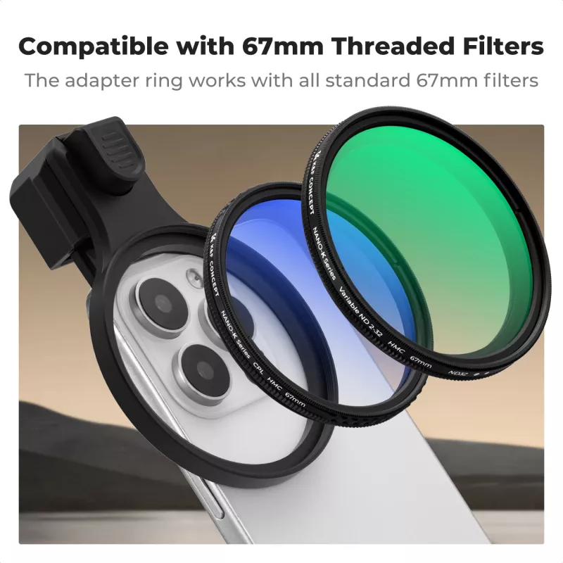 Clipe de Filtro para Smartphone K&F Concept 67mm Preto
