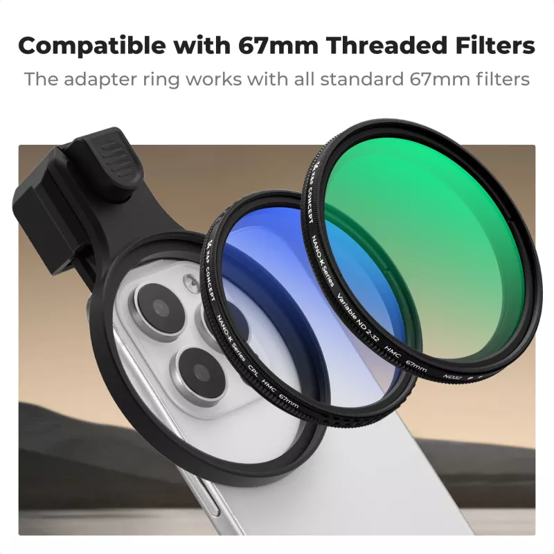 Filtro ND Variável K&F Concept KF15.0026 ND2-ND32 67mm Clip-On para Smartphone