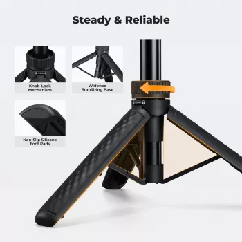 Mini Tripé e Pau de Selfie KF 65 cm Cabeça 360° Suporte para Telefone KF09.180S1 Preto