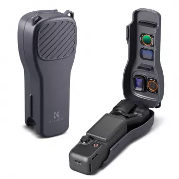 Capa Protetora Rígida em PC KF para DJI Osmo Pocket 3/4 com Alça - Preto