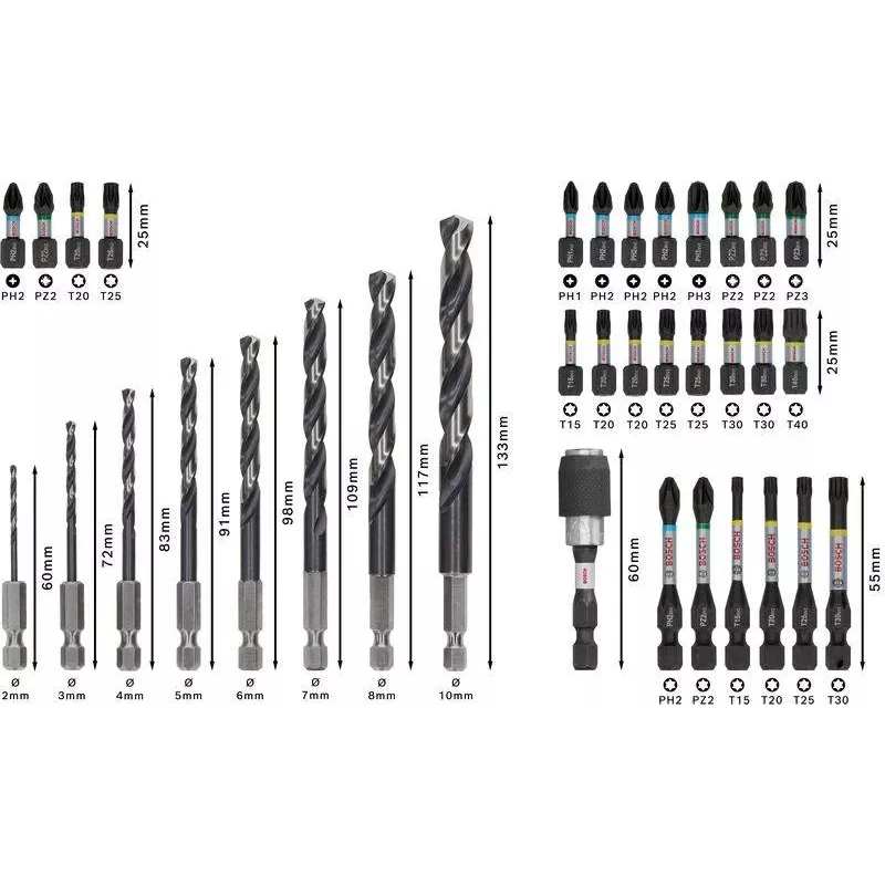 Bosch PRO Conjunto de brocas de percussão e bits 35 peças (2608521U81)