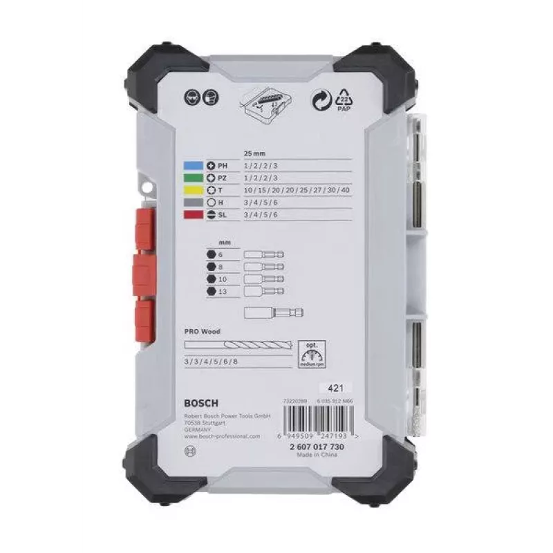 Conjunto de brocas e bits Bosch Extra Hard and PRO Wood 35 peças (2607017730)