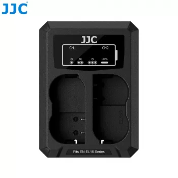 JJC Carregador duplo USB para 2x baterias Nikon EN-EL15 EN-EL15a EN-EL15b EN-EL15c