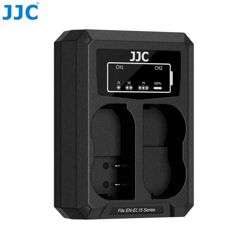 JJC Carregador duplo USB para 2x baterias Nikon EN-EL15 EN-EL15a EN-EL15b EN-EL15c
