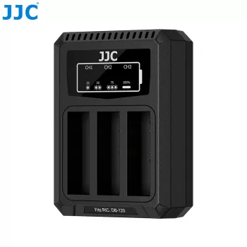 JJC Carregador triplo de baterias USB para Ricoh DB-120 (3 slots) - DCH-DB120TC