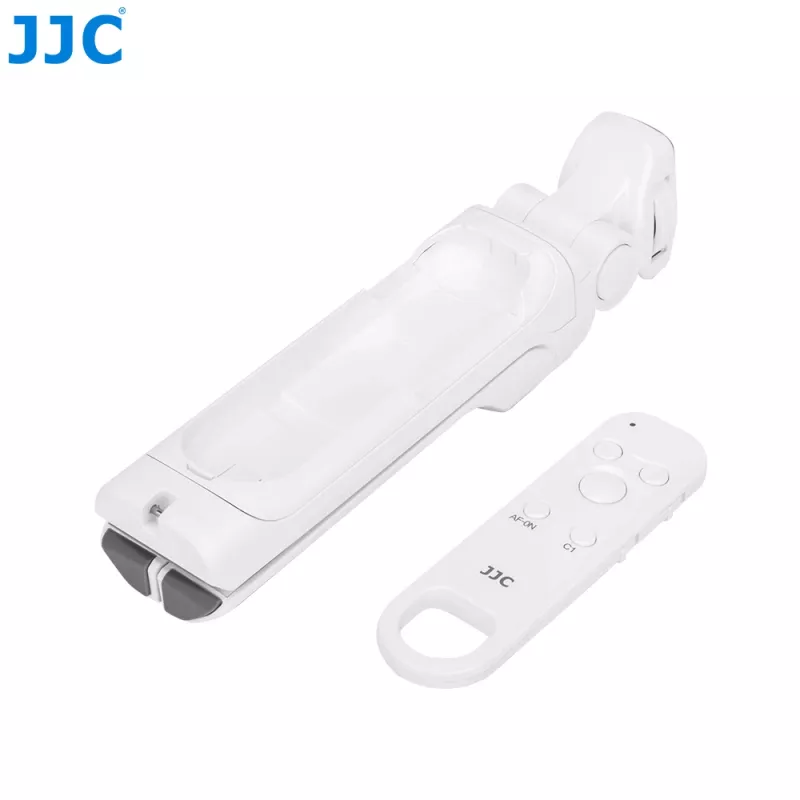 Punho de disparo Bluetooth com mini tripé JJC TP-S1 branco, substituto do Sony GP-VPT2BT
