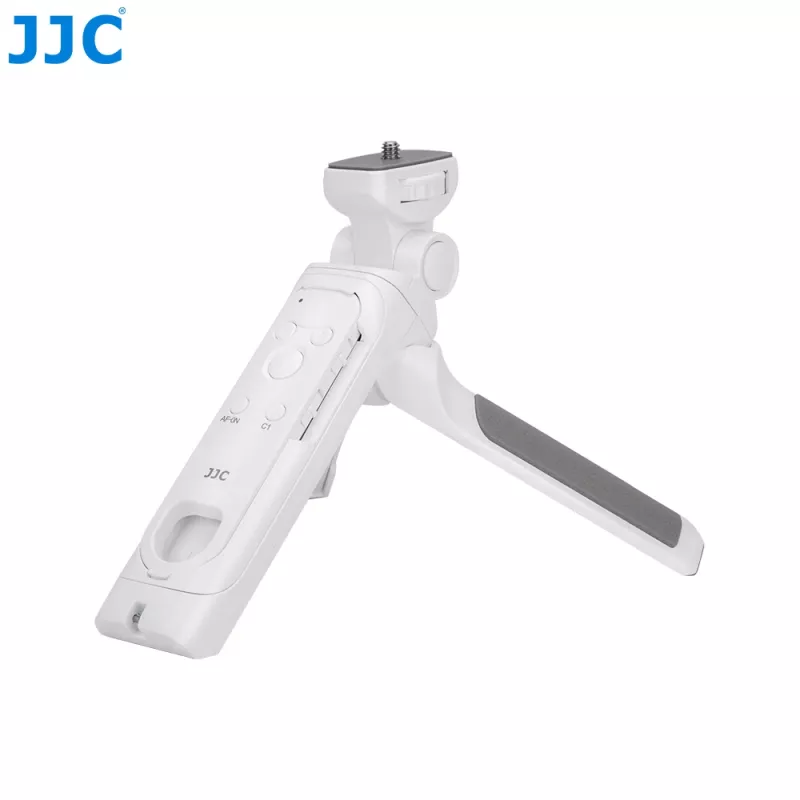 Punho de disparo Bluetooth com mini tripé JJC TP-S1 branco, substituto do Sony GP-VPT2BT