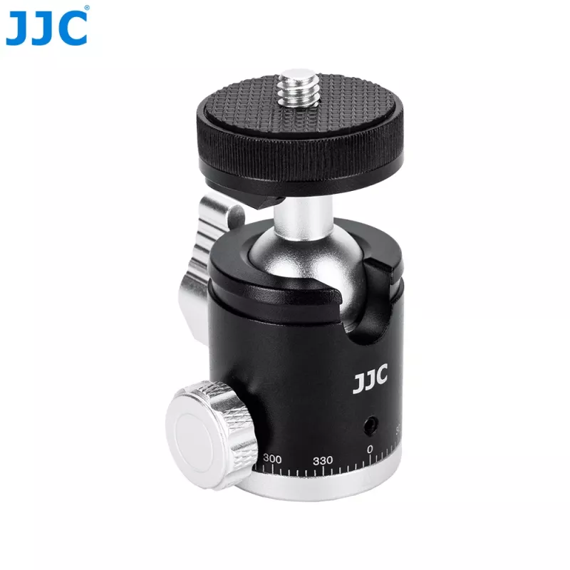 Cabeça de esfera 3D JJC BH-CM1 em alumínio com rosca de 1/4 polegadas e escala para câmara