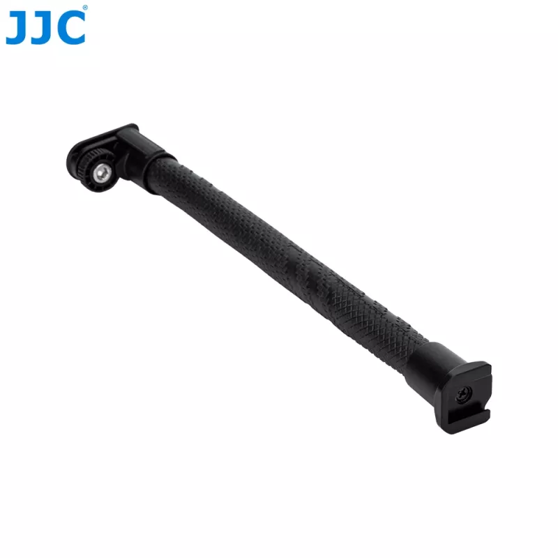 Braço de extensão flexível tipo pescoço de cisne JJC com rosca de 1/4 polegadas e pé de sapata de flash - preto