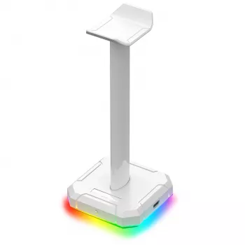 Suporte para headset gaming Redragon Scepter PRO HA300-W com iluminação RGB, branco
