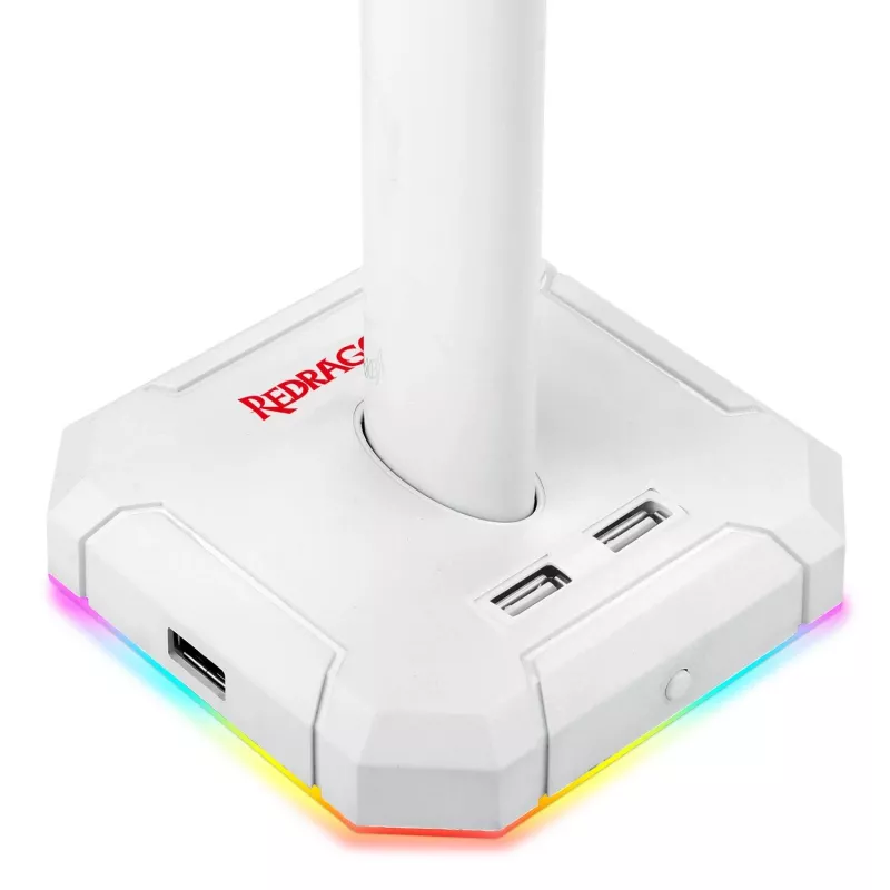 Suporte para headset gaming Redragon Scepter PRO HA300-W com iluminação RGB, branco