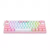 Teclado gaming mecânico Redragon Fizz Pro K616 60% tri-mode, branco/rosa, RGB, hot-swappable, 1600mAh