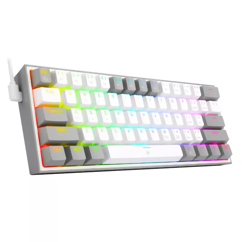 Teclado gaming mecânico Redragon K617 Fizz RGB branco/cinzento 60% com switches vermelhos hot-swappable