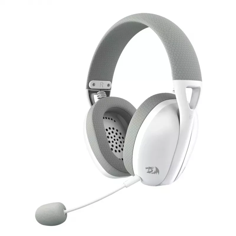 Headset gaming sem fios tri-mode Redragon H848 IRE Pro branco/cinzento