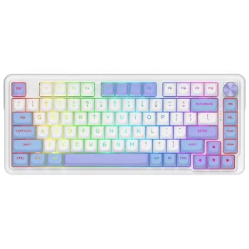 Teclado mecânico Redragon Ucal Max K673WBP-RGB-MAX tri-mode 75% 82 teclas hot-swappable gasket mount teclas PBT RGB branco/preto/roxo