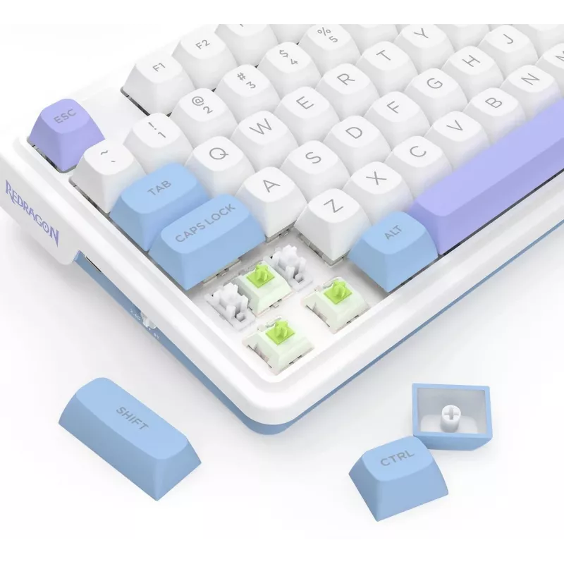 Teclado mecânico Redragon Ucal Max K673WBP-RGB-MAX tri-mode 75% 82 teclas hot-swappable gasket mount teclas PBT RGB branco/preto/roxo