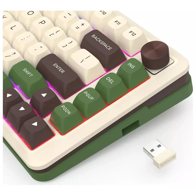 Teclado mecânico Redragon K681CGC-RGB-PRO Cyrus 65% tri-mode, hot-swappable, switches vermelhos, RGB, preto