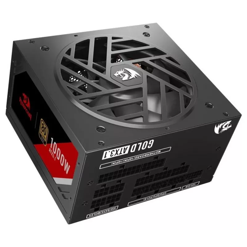 Fonte de alimentação Redragon Master GC-MS03 1000W, 80 PLUS Standard, ATX, não modular, ventoinha 120mm, preto