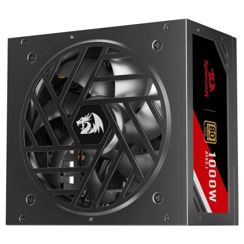 Fonte de alimentação Redragon Master GC-MS03 1000W, 80 PLUS Standard, ATX, não modular, ventoinha 120mm, preto